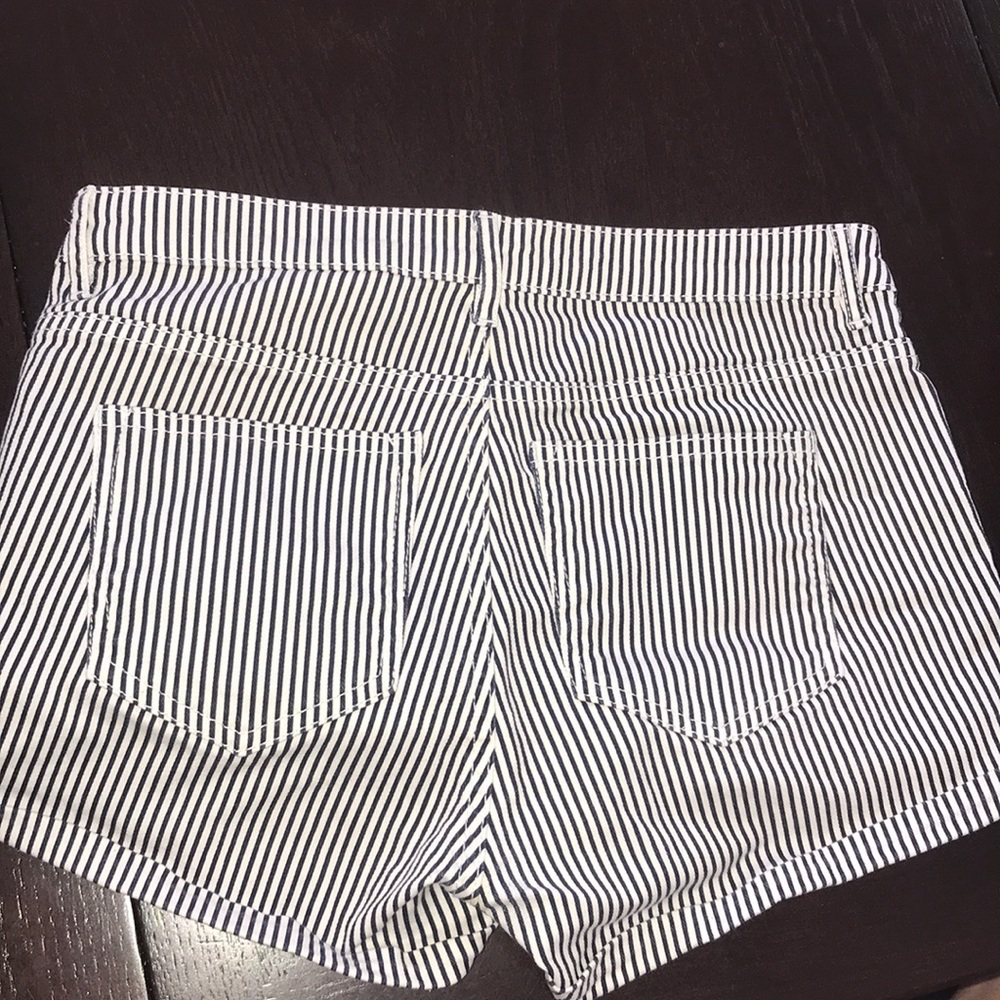 Striped denim shorts